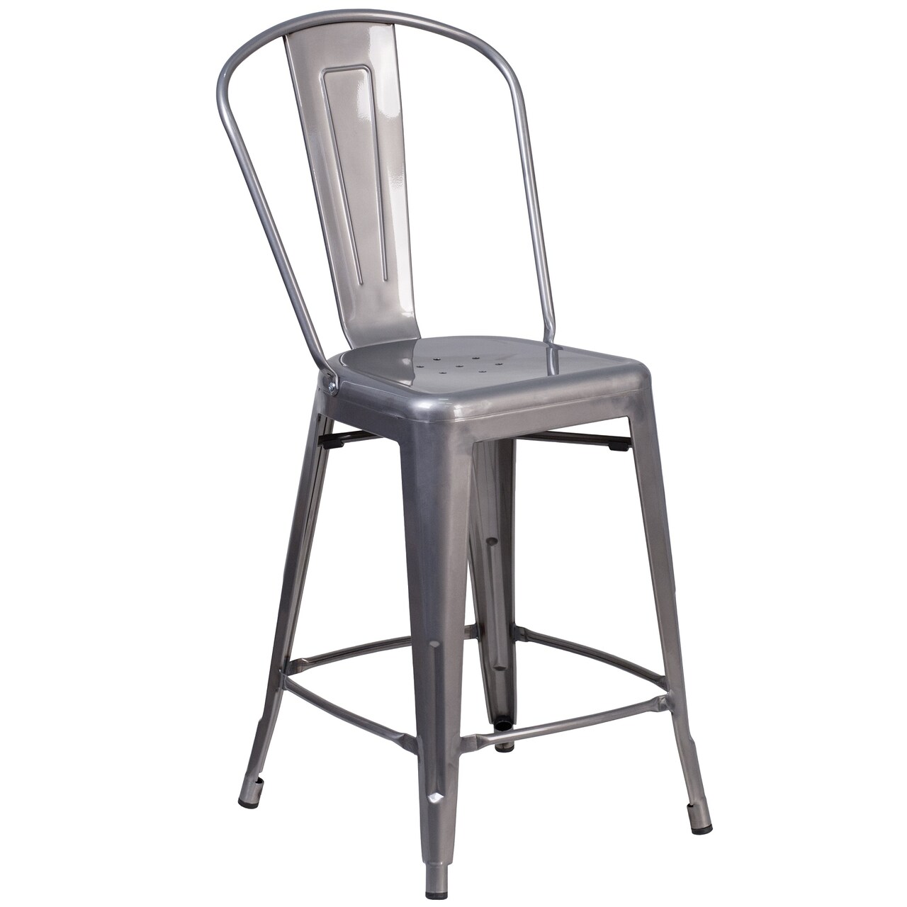 Flash Furniture 40.50&#x201D; Grey Stackable Bar Stool with Backrest and Footrest